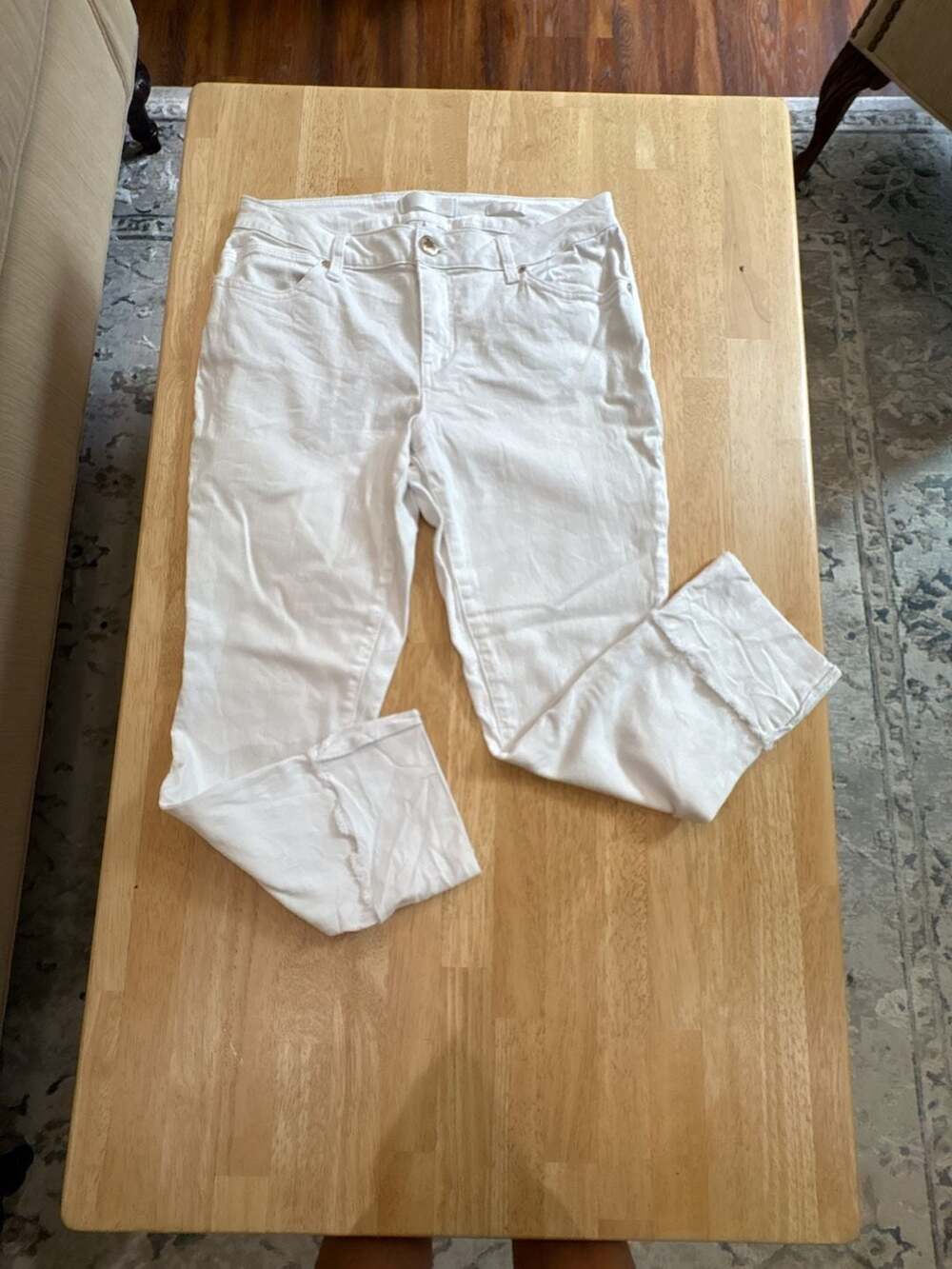 1822 Denim White Ankle Length Straight Jeans, Size 10
